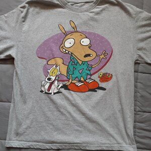 Nickelodeon Rocko's Modern Life Gray Graphic T-Shirt Large Retro 90s Kids TV
